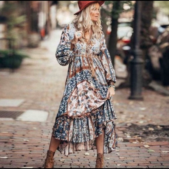 Aluna Levi Dresses Floral Print Boho Maxi Dress Size Xl Poshmark